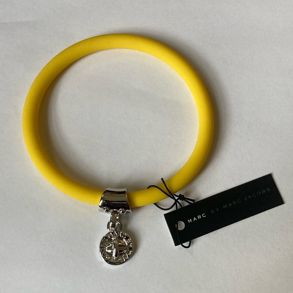 Marc Jacobs Yellow Silicone Bracelet with Silver Charm